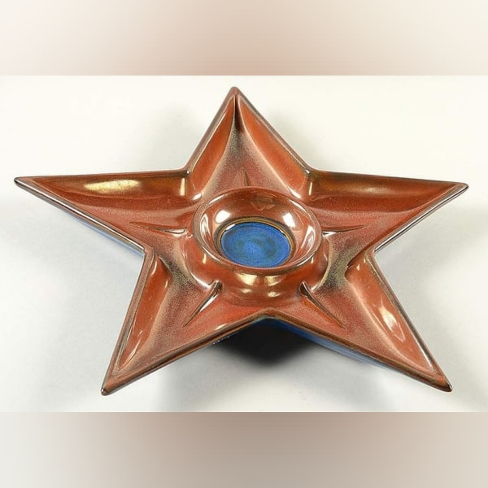 Rare Vintage 16" Montana Lifestyles Chip & Dip Star Dish Art Western Iron Star